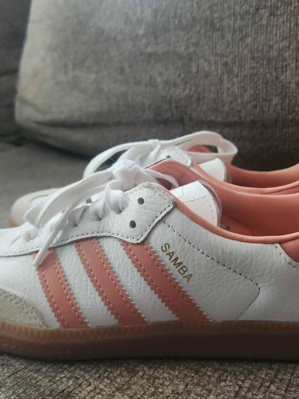adidas Samba White and Pink Casual Athletic Shoes